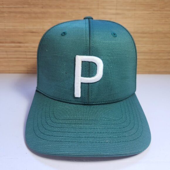 Puma P Snapback Hat Cap Green White Logo Adjustable Nova Scotia Spirit Co - Picture 1 of 10